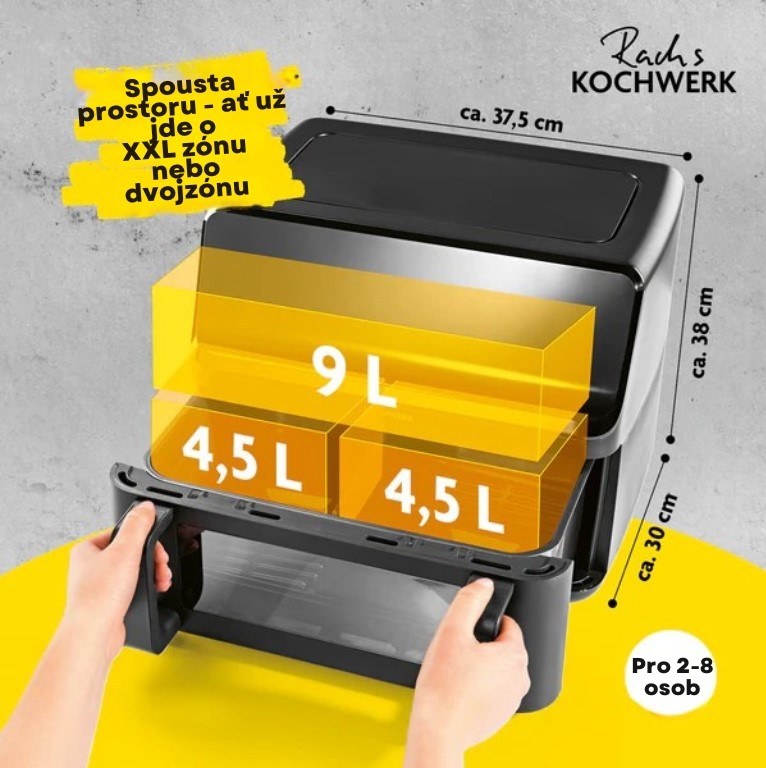 KochWerk Horkovzdušná fritéza s dvojitou komorou 14349 Dual Vario (2)
